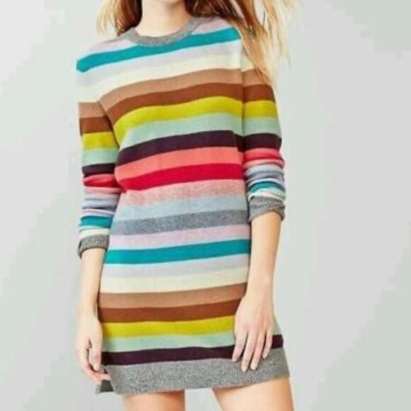 NWT GAP Womens Crazy Stripe Holiday Wool Blend Sweater Dress Size Small - Picture 1 of 10
